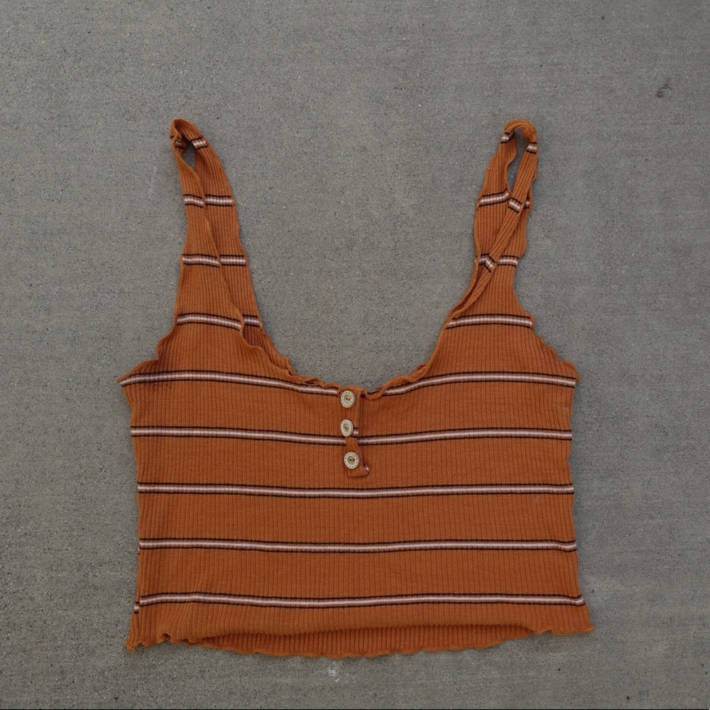 Orange Ribbed Cropped Tank